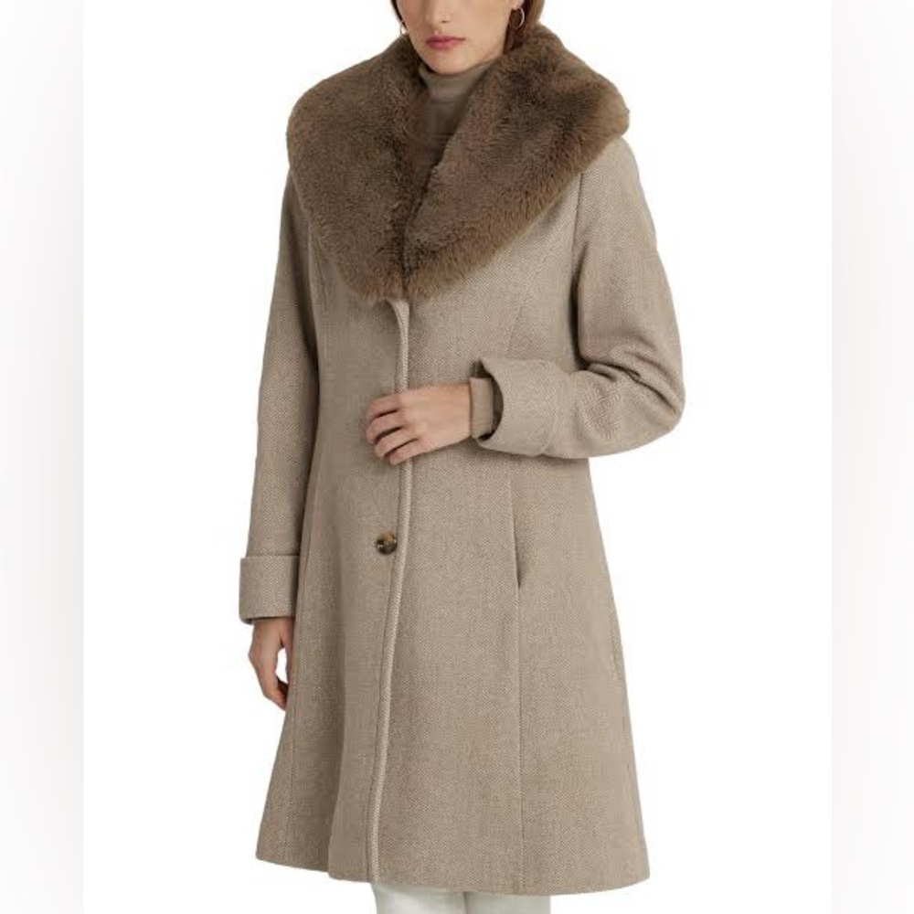 Ralph Lauren Faux-Fur-Collar Wool-Blend Coat (Size 4)
